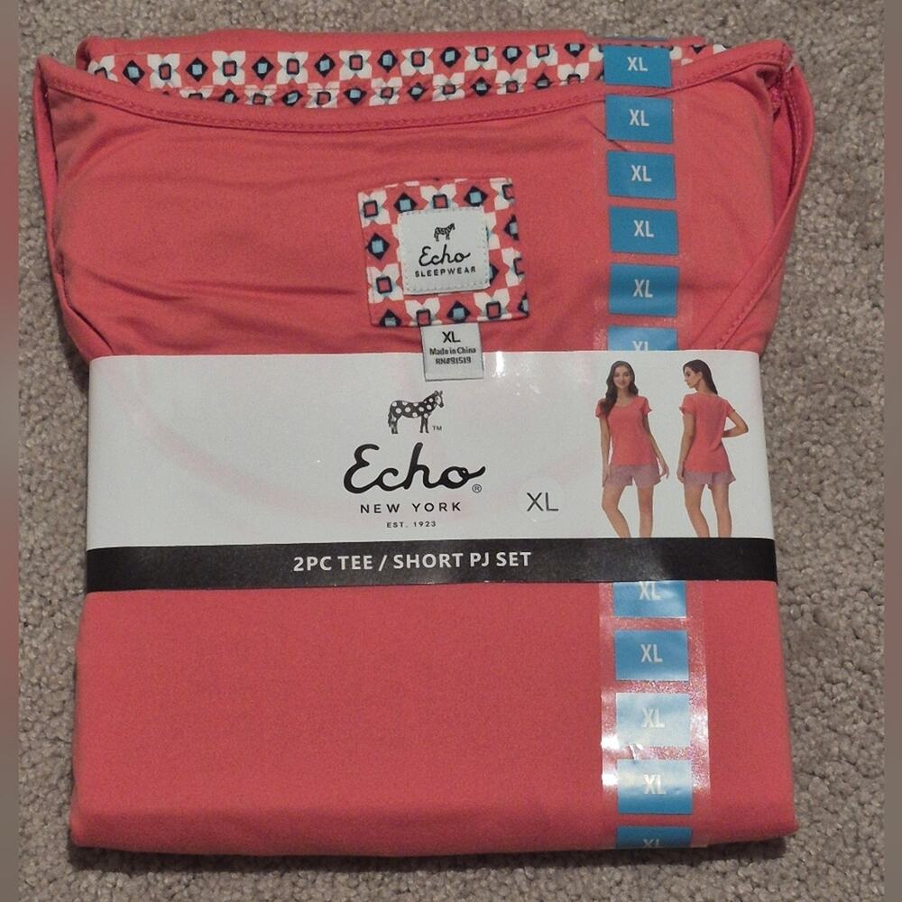 Echo New York | NWT | Coral | 2PC Tee/Short PJ Set | Size XL